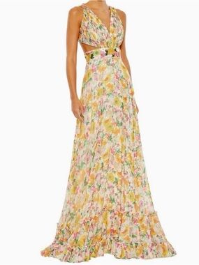 Mac Duggal Gown 9174 Lace-Up Back Beaded Floral Formal Dress NWT 14